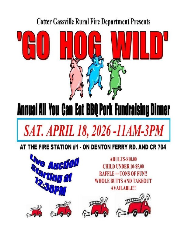 Pork Fundraising Dinner for Cotter Gassville Rural Fire Department